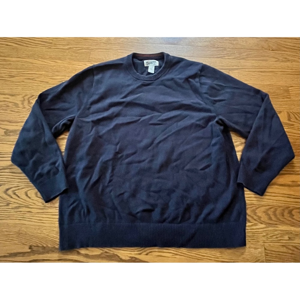 Duluth Trading Co Mens Navy Blue Cotton Nylon Crew Neck Sweater XL